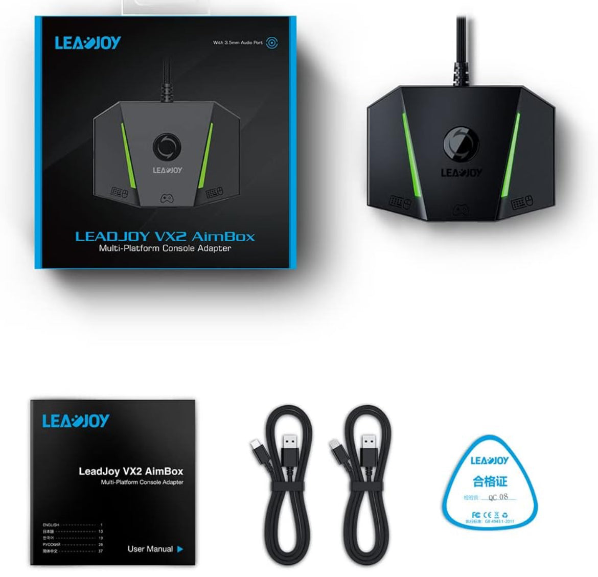Brand-LeadJoy VX2 AimBox Game Console Mouse and Keyboard Converter Compatible with PS4,PS5,Xbox Series X/S, Xbox One, Nintendo Switch, MnK Adapter with 3.5mm Audio Function for Shooter Games