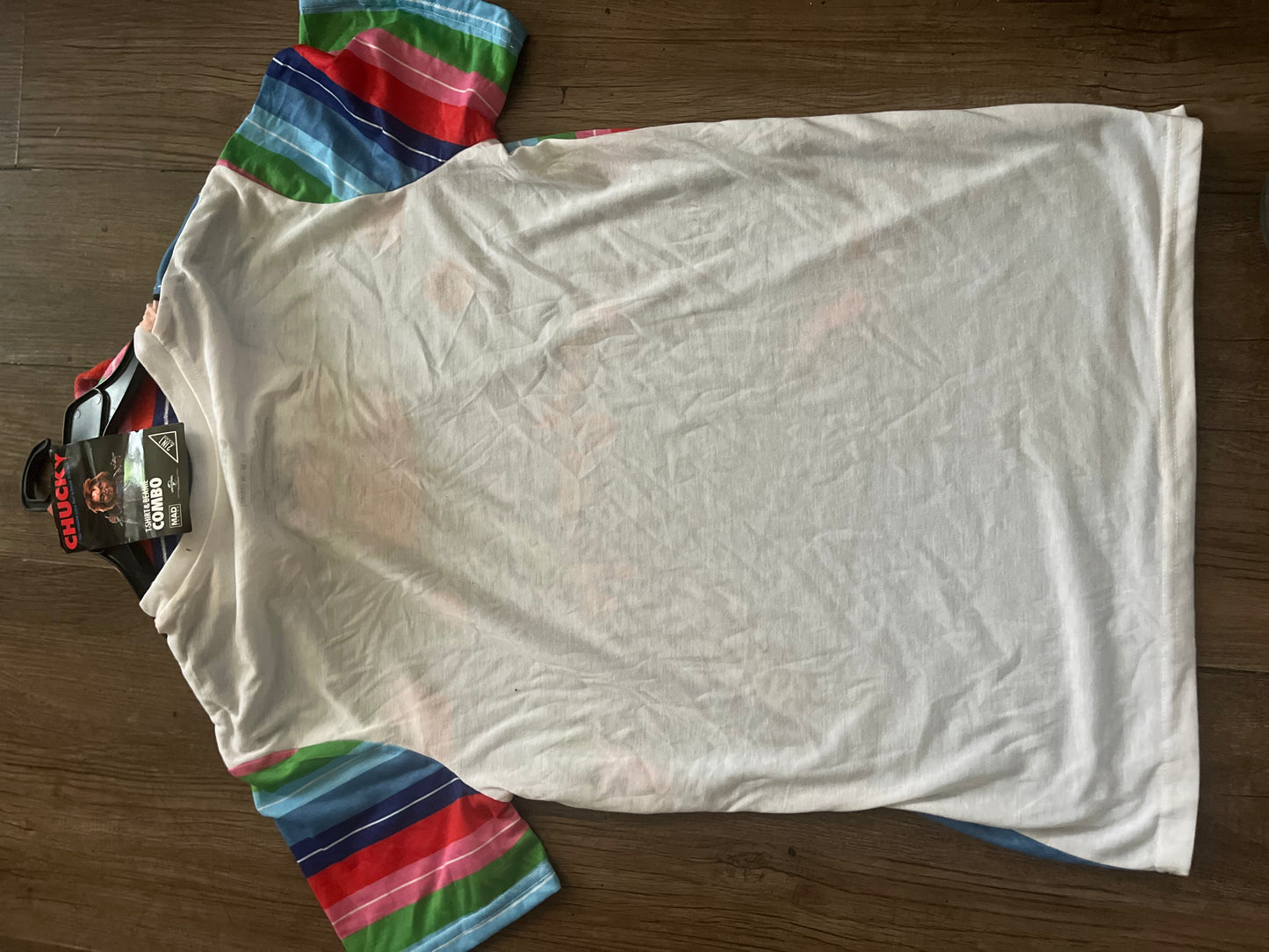 New Authentic Chucky 2In1 Combow/Matching Striped Beanie & The Famous Shirt w/The Bibs ! w/Tags For ANY Occasion Mostly Even A Quick Easy Custom