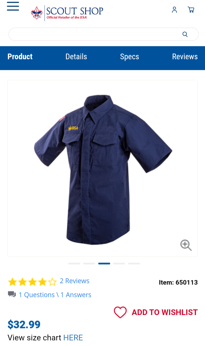 New Official Boys Of America Cub Scouts Uniform In Navy Blue Medium Shirt,Pants Reversible Shorts w/ 54" Official BSA Wolf Pack Logo Cut-To-Fit Belt