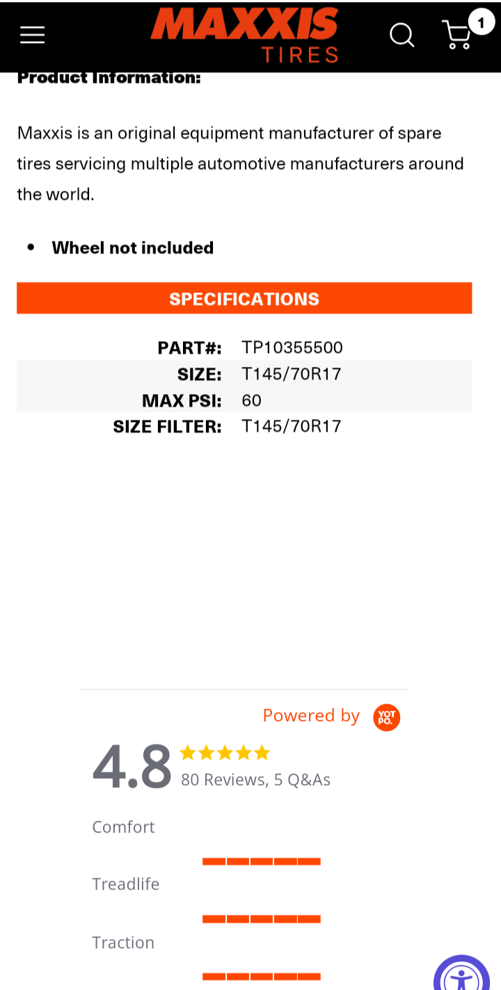 T145/70R17 Spare Tire w/ Rim Included VERY HARD To Find