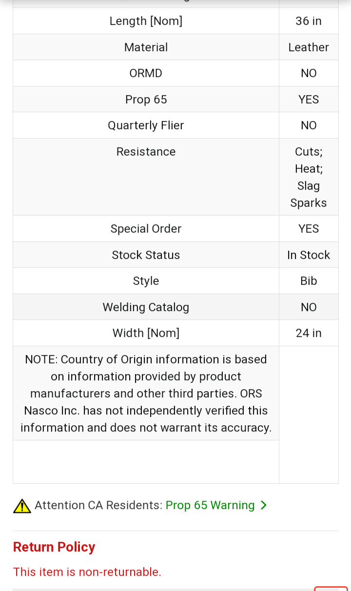MCR Safety® Leather Welding Apron, 24" x 36"