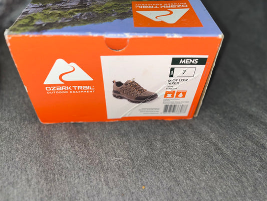 Brand New Ozark Trail Men's Low Hikers - Waterproof, Taupe/Gray, Size 7