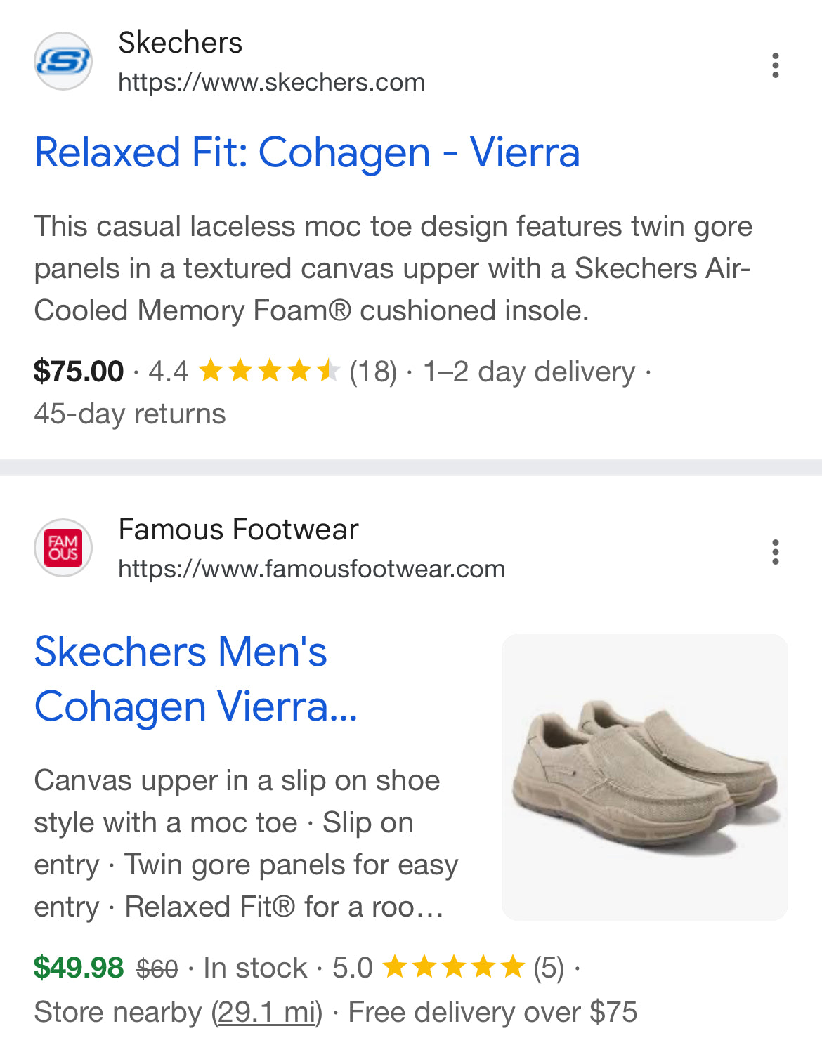 Skechers Relaxed Fit: Cohagen - Vierra men's shoes in a size 7.5 US.