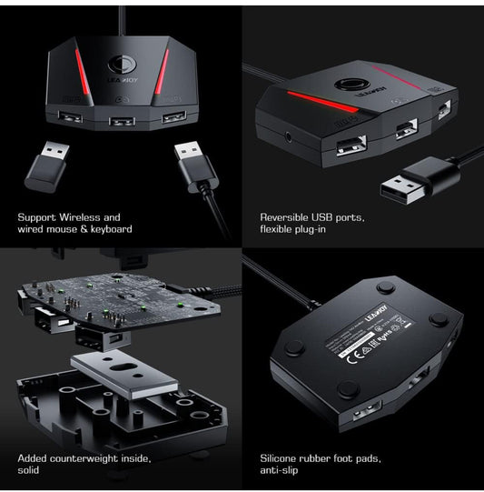 Brand-LeadJoy                                       VX2 AimBox Game Console Mouse and Keyboard Converter Compatible with PS4,PS5,Xbox Series X/S, Xbox One, Nintendo Switch, MnK Adapter with 3.5mm Audio Function for Shooter Games