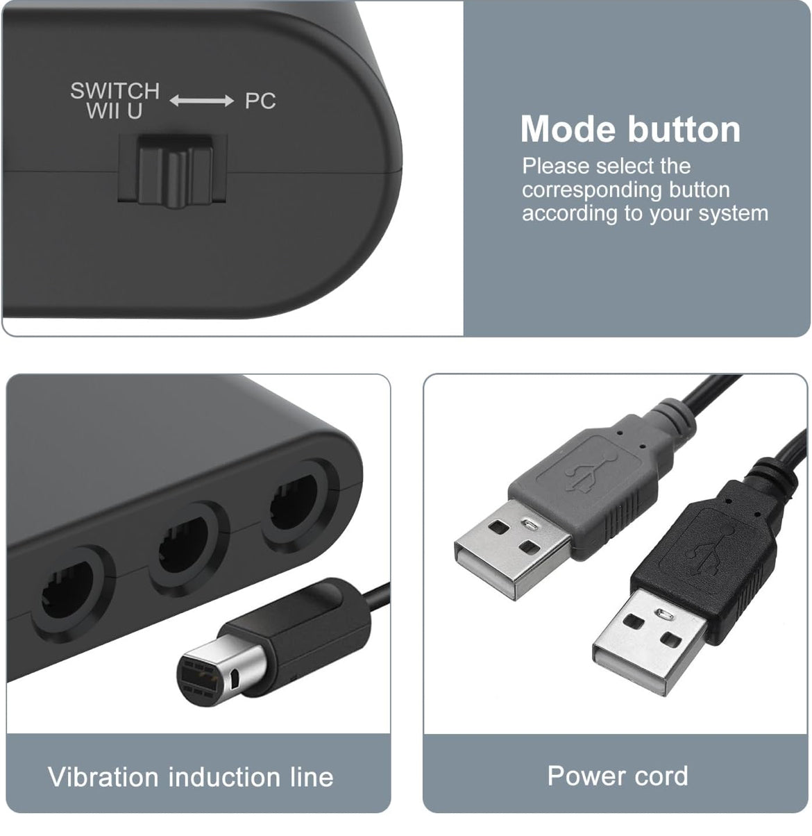 "Unlock the full potential of your gaming! This GameCube,Wii,Wii U-Controller Adapter is a must-have for any serious gamer.