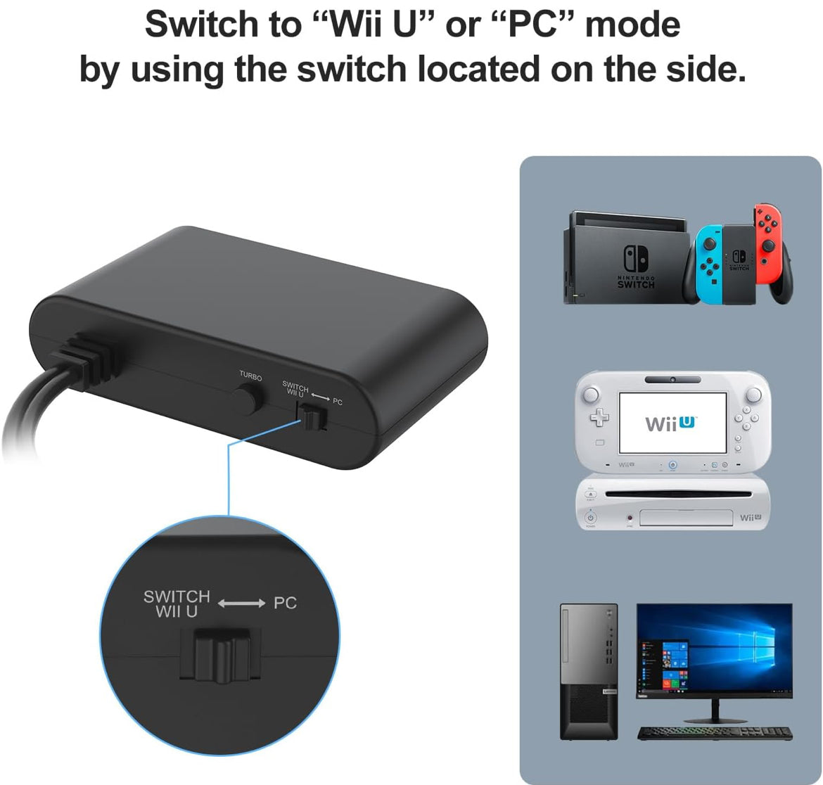 "Unlock the full potential of your gaming! This GameCube,Wii,Wii U-Controller Adapter is a must-have for any serious gamer.