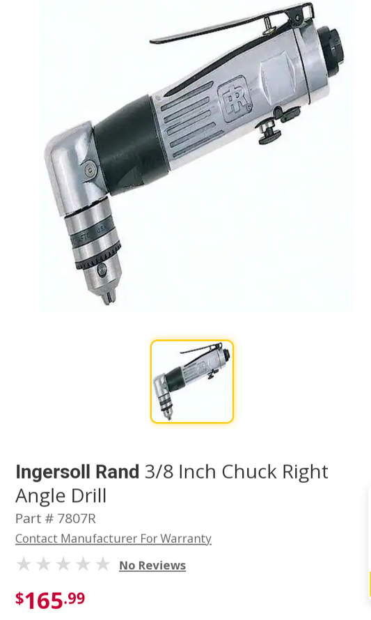 INGERSOLL-RAND 3/8" Standard Duty Air Angle Drill
