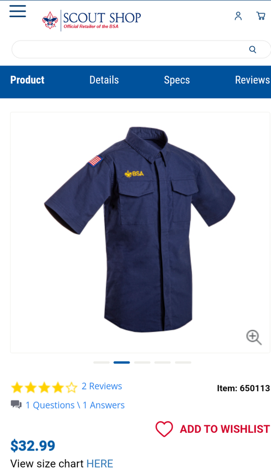 New Official Boys Of America Cub Scouts Uniform In Navy Blue Medium Shirt,Pants Reversible Shorts w/ 54" Official BSA Wolf Pack Logo Cut-To-Fit Belt